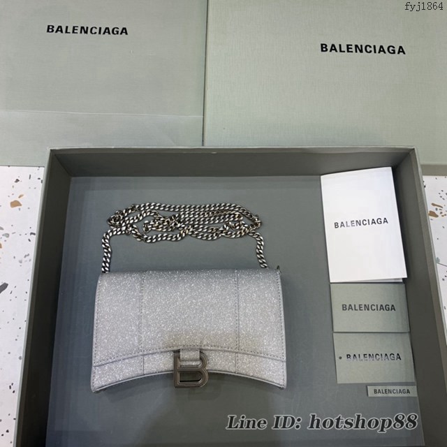 Balenciaga專櫃爆款灰色迷你女士肩背包 巴黎世家沙漏鏈條斜挎包 fyj1864