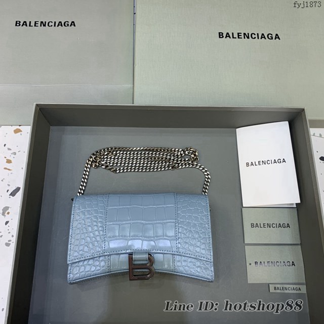 Balenciaga專櫃爆款鱷魚紋迷你女士肩背包 巴黎世家沙漏鏈條斜挎包 fyj1873