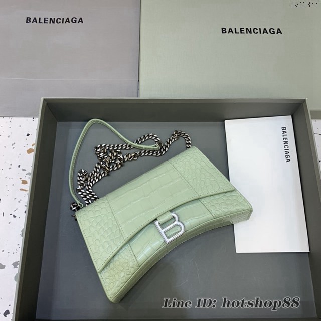 Balenciaga專櫃爆款鱷魚紋鏈條包女士肩背包 巴黎世家沙漏鏈條斜挎包 fyj1877