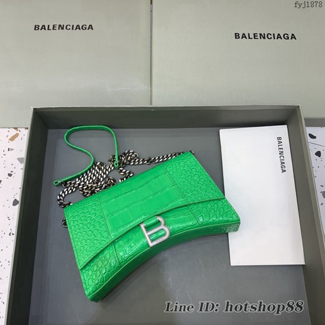 Balenciaga專櫃爆款鱷魚紋鏈條包女士肩背包 巴黎世家沙漏鏈條斜挎包 fyj1878