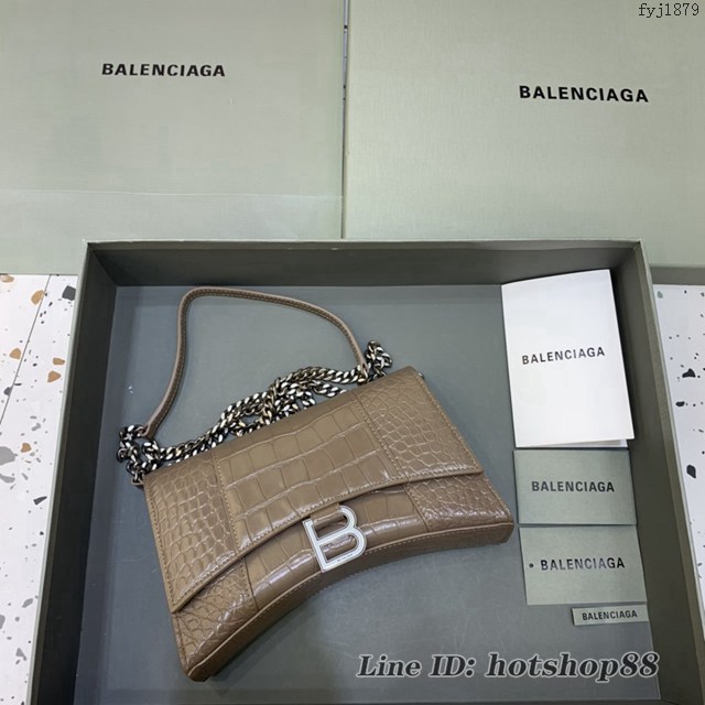 Balenciaga專櫃爆款鱷魚紋鏈條包女士肩背包 巴黎世家沙漏鏈條斜挎包 fyj1879