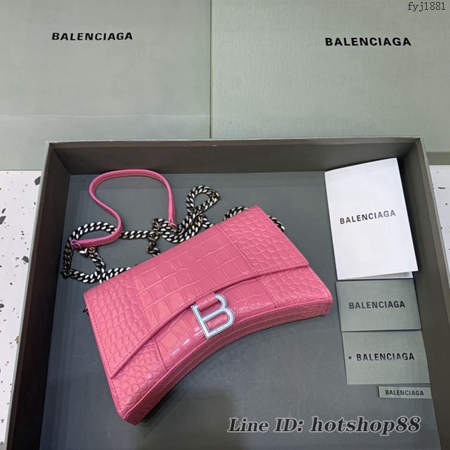 Balenciaga專櫃爆款鱷魚紋鏈條包女士肩背包 巴黎世家沙漏鏈條斜挎包 fyj1881