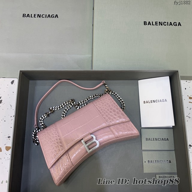 Balenciaga專櫃爆款鱷魚紋鏈條包女士肩背包 巴黎世家沙漏鏈條斜挎包 fyj1882