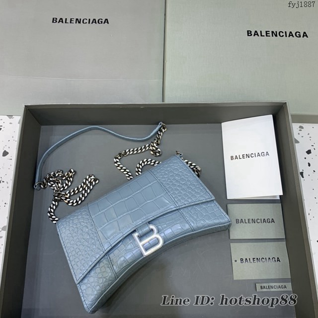 Balenciaga專櫃爆款鱷魚紋鏈條包女士肩背包 巴黎世家沙漏鏈條斜挎包 fyj1887