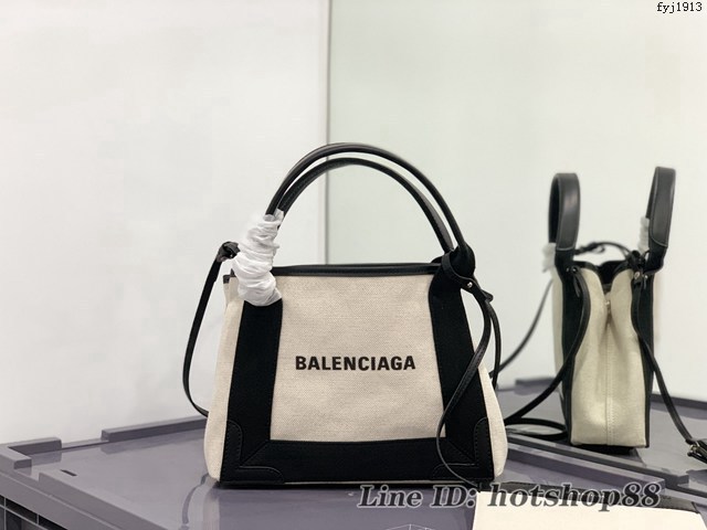 Balenciaga專櫃爆款mini帆布手提女包 巴黎世家NAVY CABAS子母購物袋托特包 型號390346 fyj1913