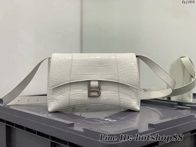 Balenciaga專櫃爆款Hourglass沙漏包 巴黎世家鱷魚紋小牛皮單肩斜挎包 款號：671355 fyj1916