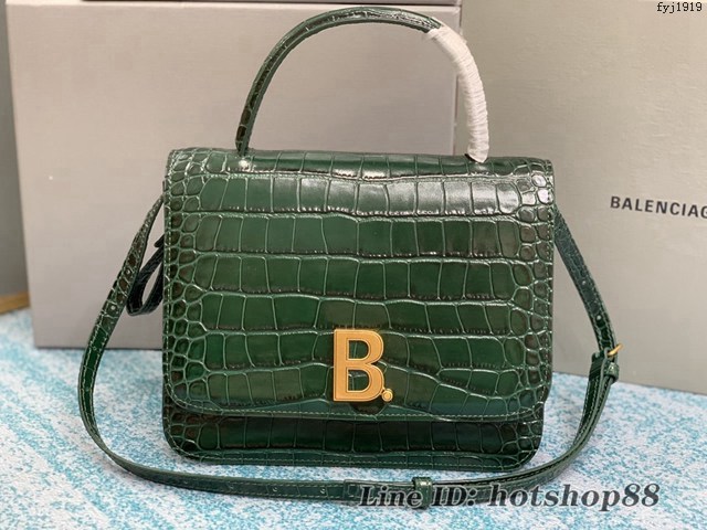 Balenciaga專櫃爆款巴黎世家鱷魚深林綠手提豆腐包 款號：644205 fyj1919