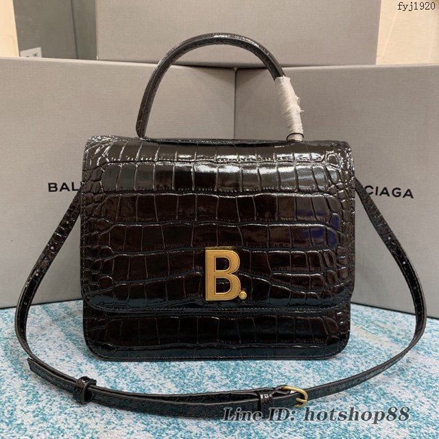 Balenciaga專櫃爆款巴黎世家鱷魚黑色手提豆腐包 款號：644205 fyj1920