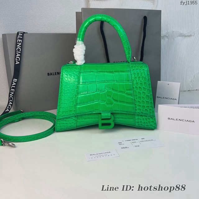 Balenciaga專櫃爆款新色小號鱷魚春綠色-綠扣沙漏包 巴黎世家Hourglass沙漏包 fyj1955