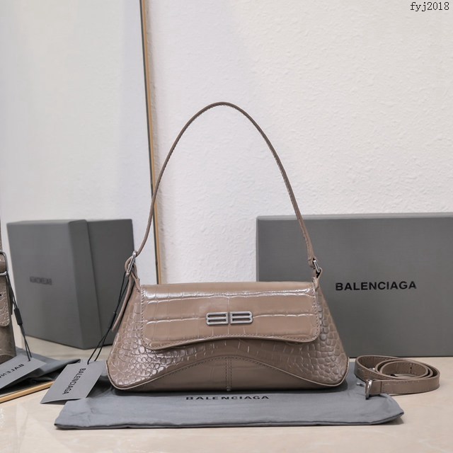 Balenciaga專櫃爆款鱷魚紋卡其女包 巴黎世家小號XX系列腋下包 fyj2018