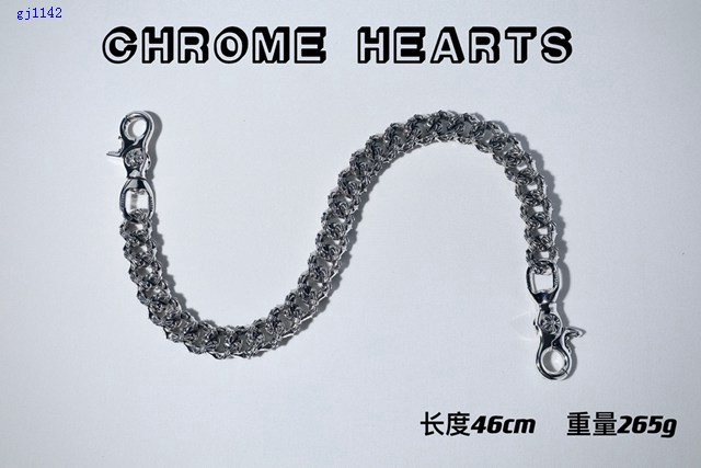 Chrome Hearts專櫃純手工做舊純銀飾品 克羅心925純銀雙狗扣麻花褲包鏈 gj1142