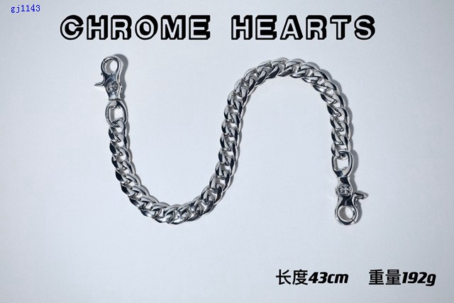 Chrome Hearts專櫃純手工做舊純銀飾品 克羅心925純銀雙狗扣光身褲包鏈 gj1143