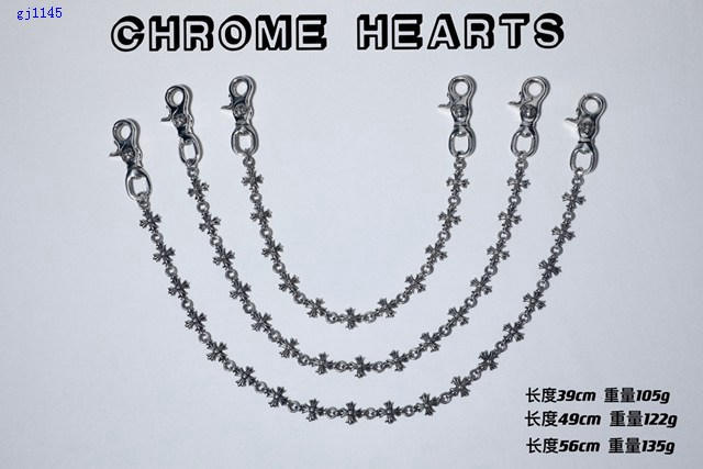 Chrome Hearts專櫃純手工做舊純銀飾品 克羅心925純銀雙狗扣十字花褲包鏈 gj1145