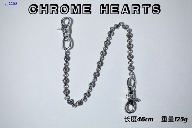 Chrome Hearts專櫃純手工做舊純銀飾品 克羅心925純銀雙狗扣鷹爪圓珠褲包鏈 gj1159