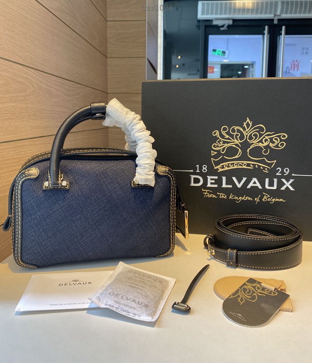 Delvaux專櫃限量版丹寧系列新款Cool Box手提女包 德爾沃專櫃手提肩背手袋女包 bxs1024