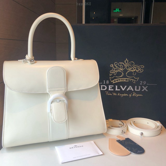 Delvaux頂級原單Brillant box皮雙環象牙白手提女包 德爾沃專櫃經典Brillant PM包袋 bxs1068