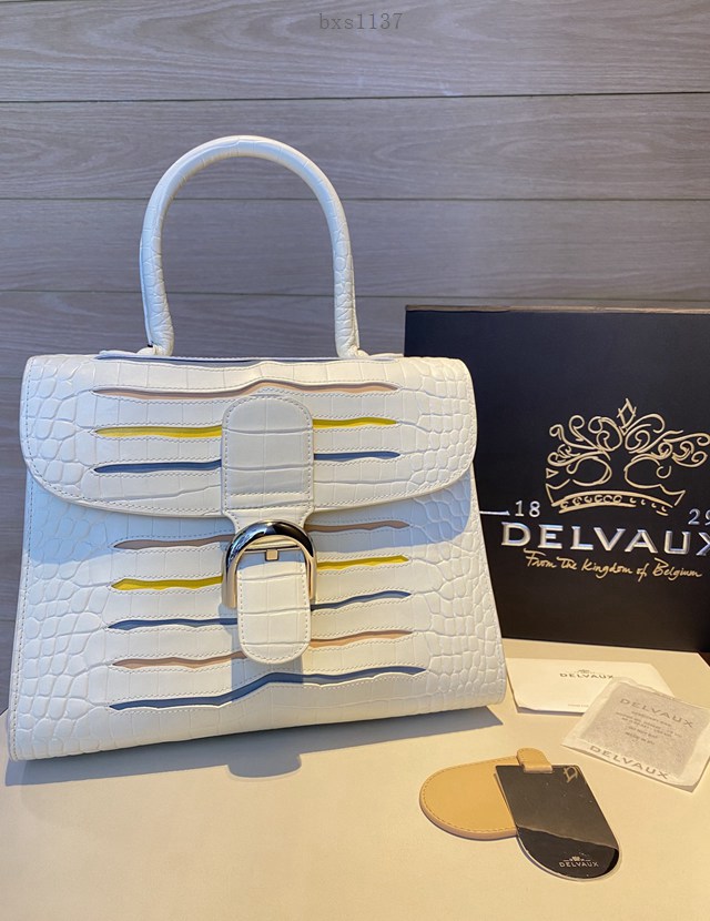 Delvaux德爾沃專櫃Brillant彩虹系列定制鱷魚紋牛皮手提肩背女包 bxs1137