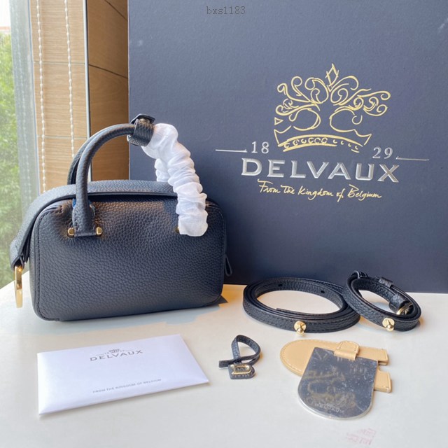 Delvaux全新系列黑色CoolBox手袋 德爾沃專櫃Nano尺碼體閑無縫手提女包 bxs1183