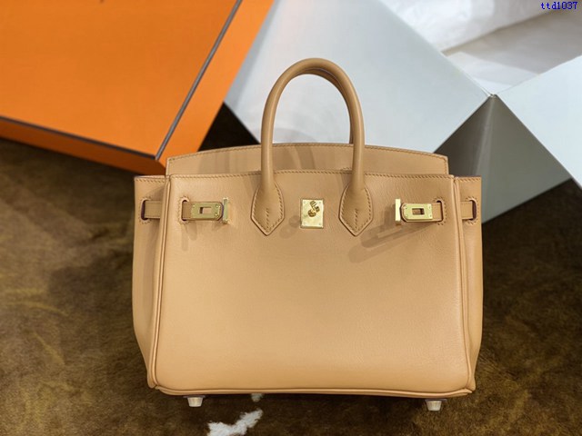 Hermes專櫃經典款手提女包 愛馬仕birkin25cm swift芝麻色 預定款 ttd1037