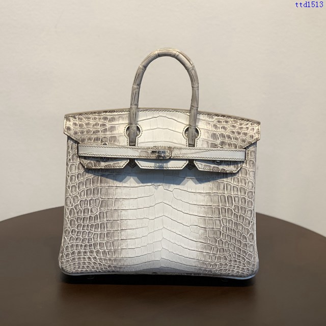 Hermes專櫃經典款鱷魚皮包 愛馬仕birkin25喜馬拉雅尼羅三張皮銀扣全手工 ttd1513