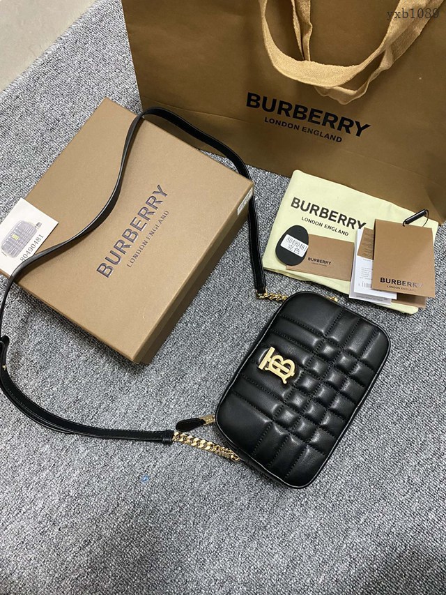 Burberry專櫃新款絎縫款Lola蘿納相機包 巴寶莉羔羊皮小斜挎女包 yxb1089