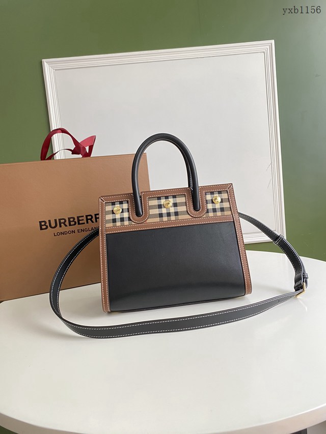 Burberry專櫃新款小號Title泰爾勒手袋 巴寶莉Vintage復古格紋手提肩背女包 yxb1156