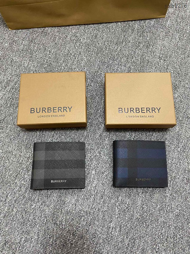 Burberry專櫃新款灰格短夾 巴寶莉經典男士短夾錢包 yxb1276