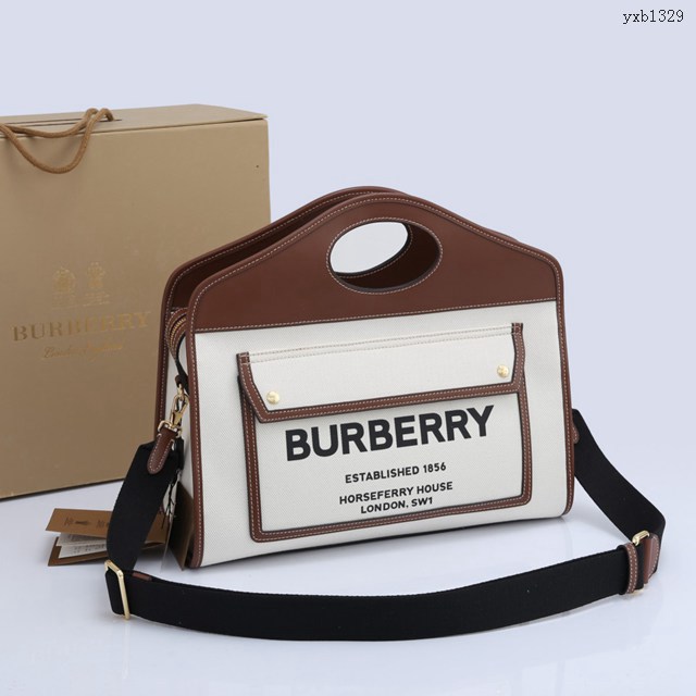 Burberry專櫃新款大號37cm撲克包拉鏈 巴寶莉手提肩背斜挎女包 yxb1329