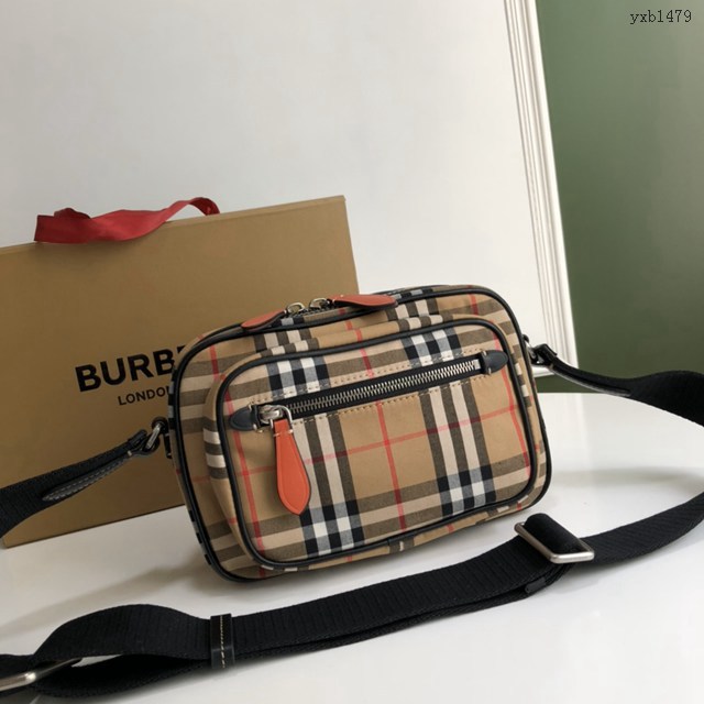 Burberry專櫃新款Vintage復古格紋斜背包 巴寶莉肩背相機包男包 yxb1479