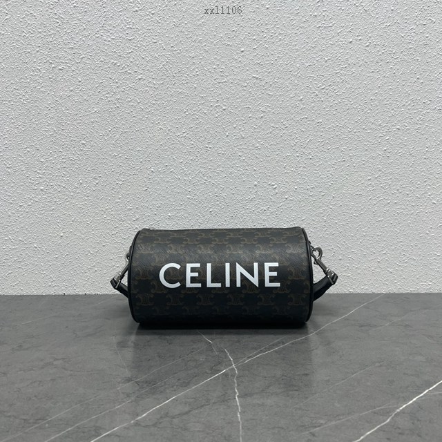 Celine專櫃新款枕頭包 賽琳男女款帆布肩帶圓形單肩斜挎包 xxl1106