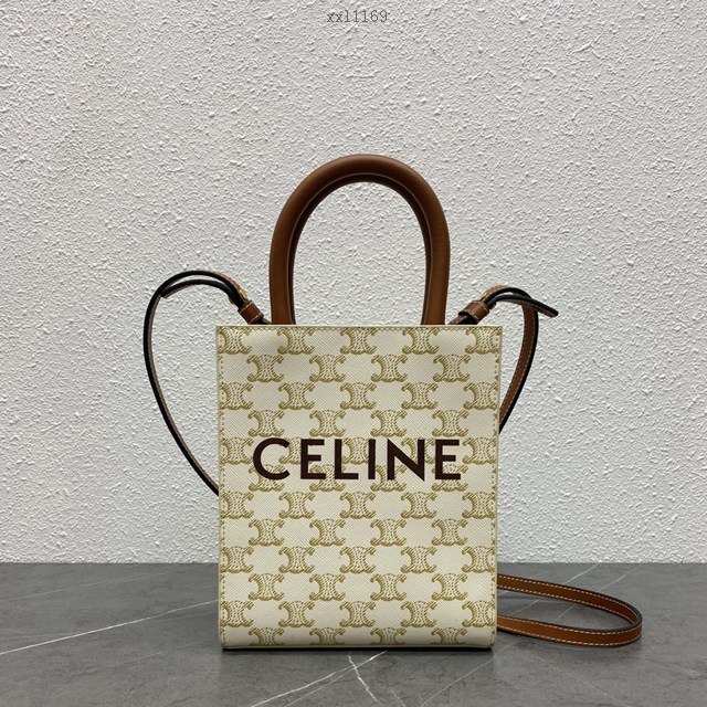 Celine專櫃新款Triomphe Mini Tote手袋 賽琳字母印花手提手機包購物包 xxl1169