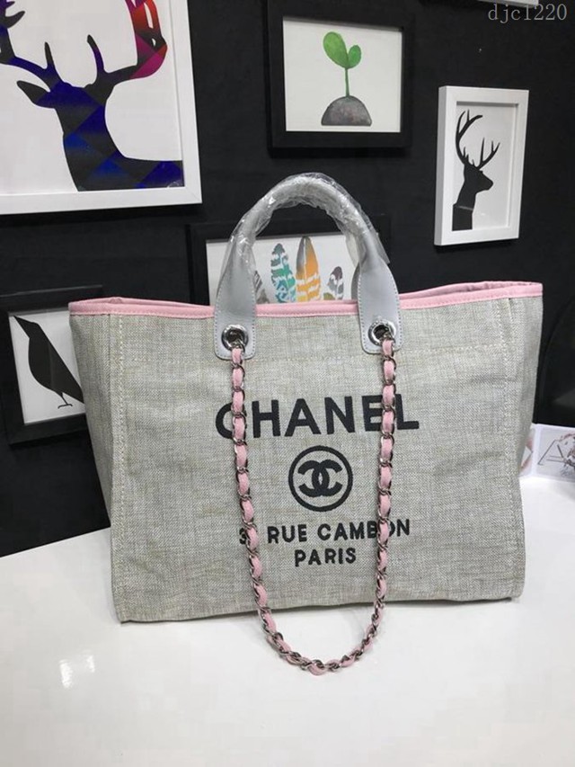 CHANEL女包 A66941 早春新款 牛仔帆布女士休閒購物袋 Chanel單肩沙灘包 香奈兒手提袋 djc1220