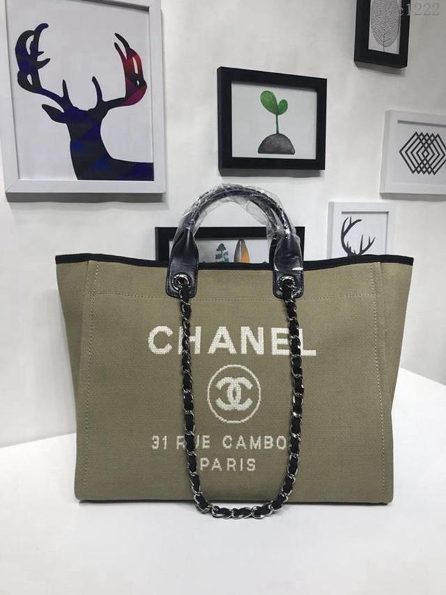 CHANEL女包 A66941 早春新款 牛仔帆布女士休閒購物袋 Chanel單肩沙灘包 香奈兒手提袋 djc1222