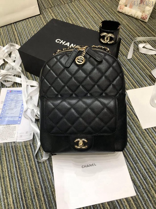 CHANEL女包 S0005 最新款棱格細顆粒壓花小牛皮 大號雙肩背包 香奈兒女後背包 djc1481