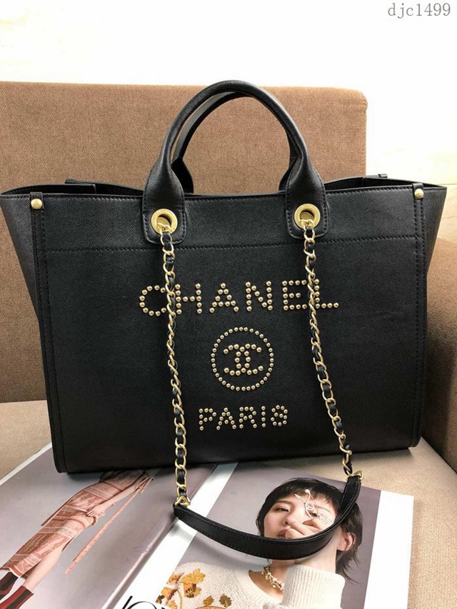 CHANEL女包 2018秋冬釘珠款 克色鎏金扣 全手工釘珠 小顆粒魚子醬皮 香奈兒手提袋 肩背包 djc1499