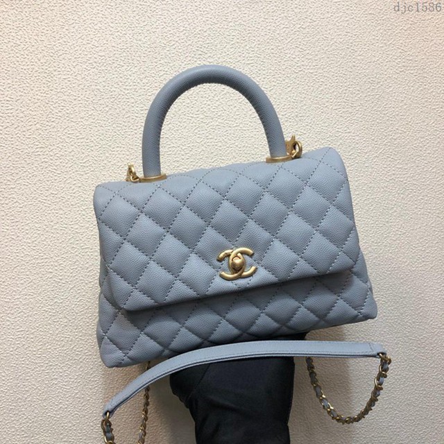 CHANEL女包 Chanel cocohandle 原版小球紋原廠牛皮 香奈兒手提包 手拎包 手提肩背斜挎包 djc1586