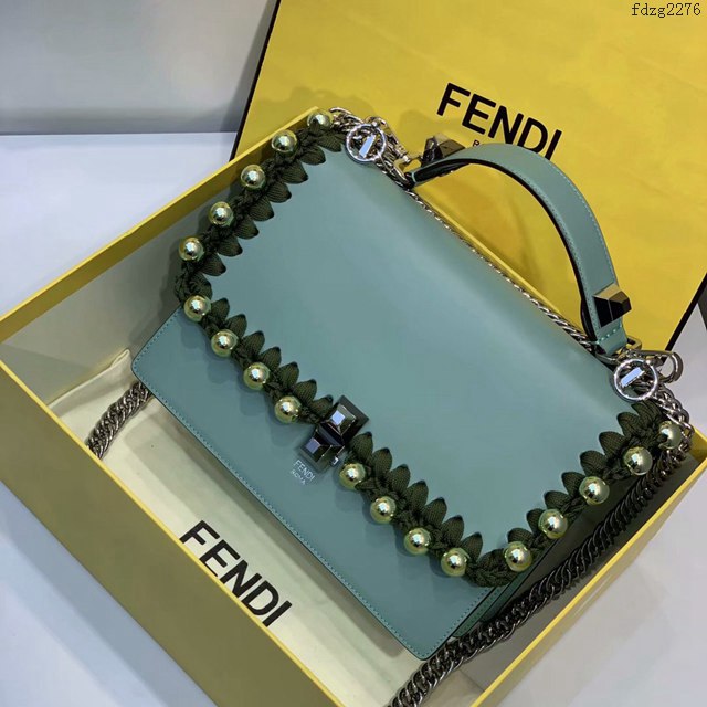 FENDI专柜精品包包 632綠色 芬迪斜背手提女包 Fendi小牛皮翻蓋式手袋 fdzg2276