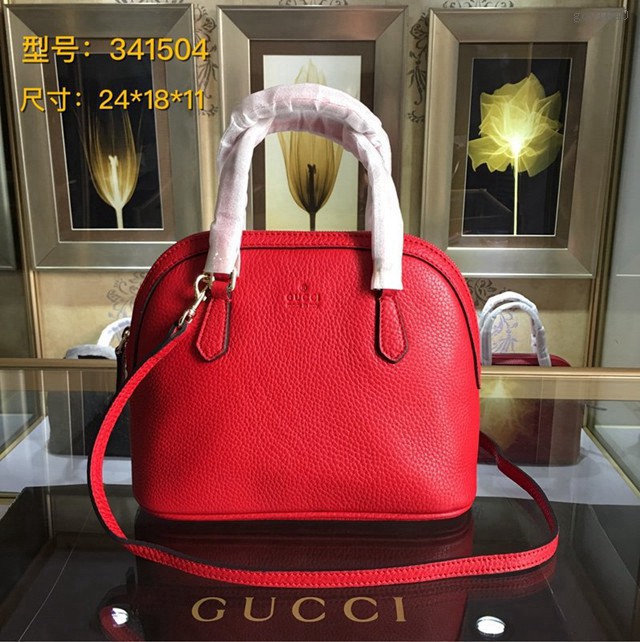 Gucci女包 341504 古馳女士手拎斜挎包 Gucci紅色牛皮貝殼包  gqy1040