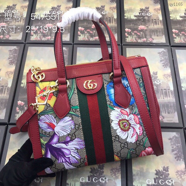 Gucci女包 547551 古馳2020新款女包 花膠紅皮 Gucci手提女包  gqy1165