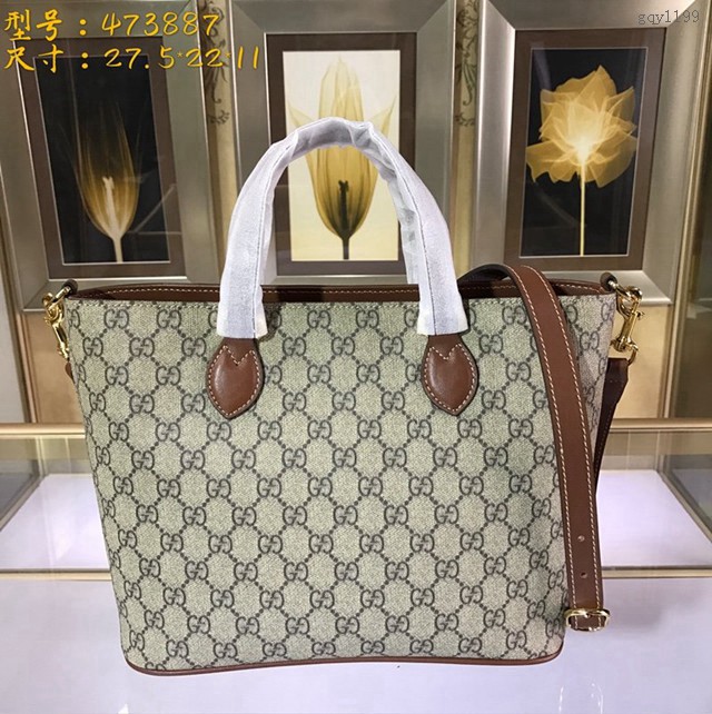 Gucci女包 473887 古馳經典款購物袋 Gucci手提包  gqy1199