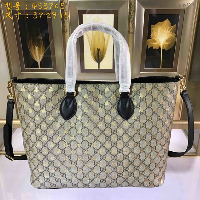 Gucci女包 453705 古馳大號手提購物袋 Gucci肩背包  gqy1201