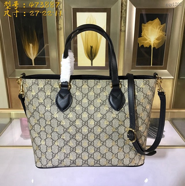 Gucci女包 473887 古馳小號手提購物袋 Gucci肩背包  gqy1202