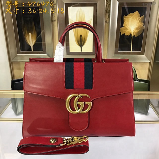 Gucci女包 476470 古馳原單女包 新款GG虎頭拼色條紋手提單肩包  gqy1208