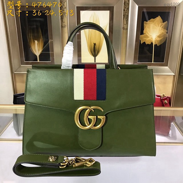 Gucci女包 476470 古馳原單女包 新款GG虎頭拼色條紋手提單肩包  gqy1209