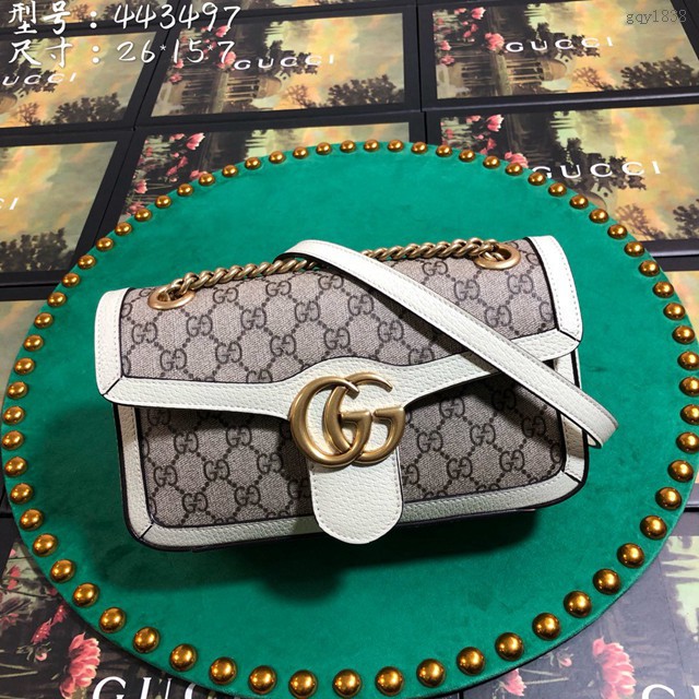 Gucci經典款女包 443497 古馳GG Marmont系列 絎縫肩背包 Gucci斜挎女包  gqy1838