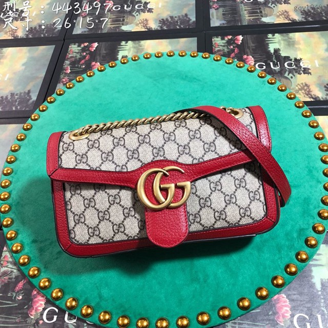 Gucci經典款女包 443497 古馳GG Marmont系列 絎縫肩背包 Gucci斜挎女包  gqy1840