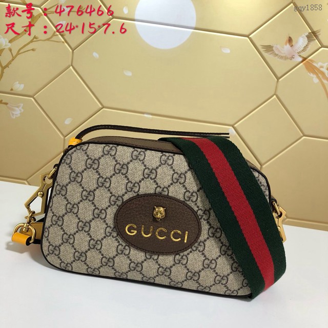 Gucci包包 476466 古馳Gucci老虎頭包 Gucci紅綠織帶相機包  gqy1858