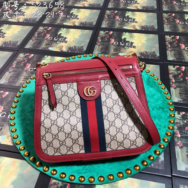 Gucci經典款女包 523658 古馳新款Ophidia系列 Gucci肩背包 Gucci女士斜挎包  gqy1957