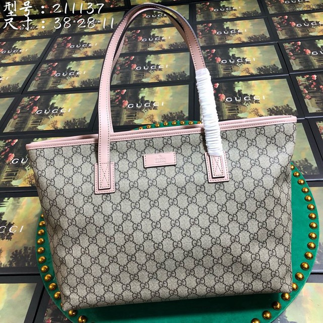 Gucci經典款女包 2Gucci古奇小號肩背斜挎包37 古馳Gucci女士購物袋 古奇專櫃同步爆款 GG高級人造革手提袋  gqy2107