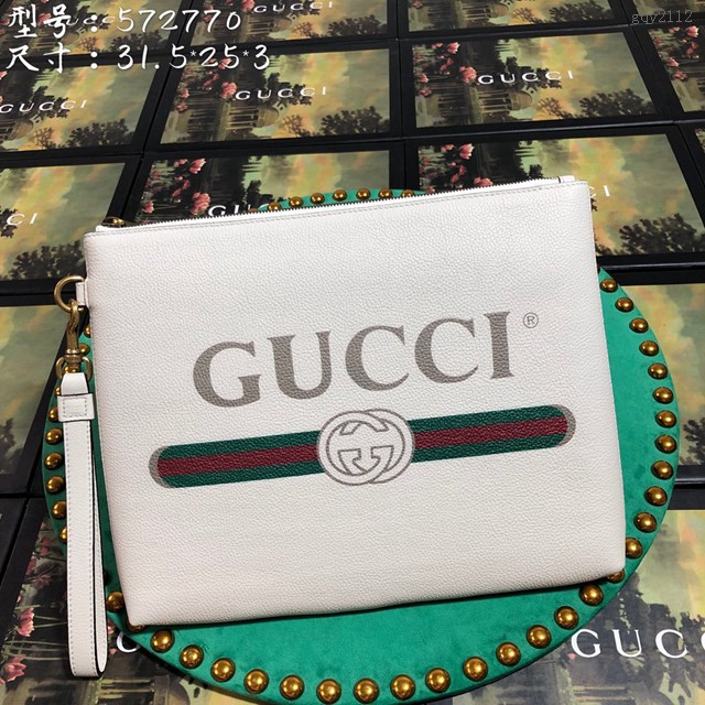 Gucci手包 572770 古馳2020新款 GUCCI古奇男士黑色全皮手拿包  gqy2112